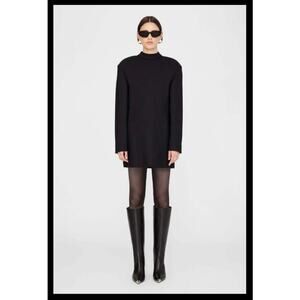 NEW Anine BingTall Nina Leather Boots Metal Toe Cap in Black Size 41 / US 11